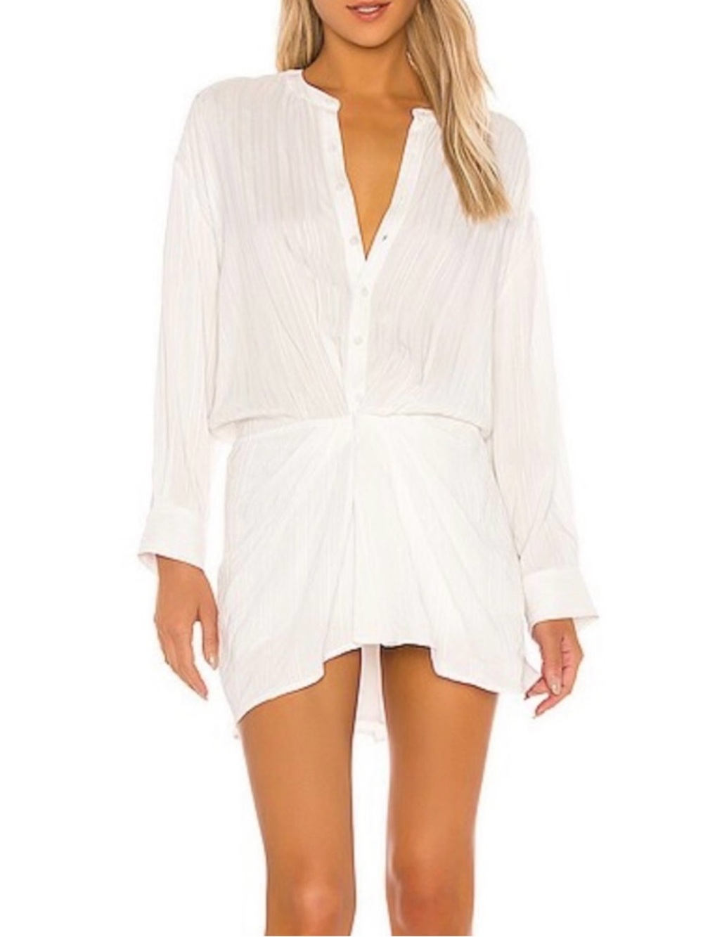 Joie Murni White Pleated V-Neck Mini Dress